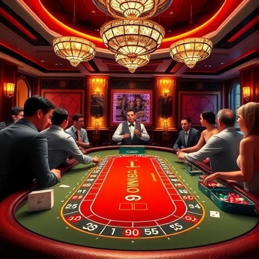 Pemain merayakan kemenangan slot online dengan latar penuh neon magenta
